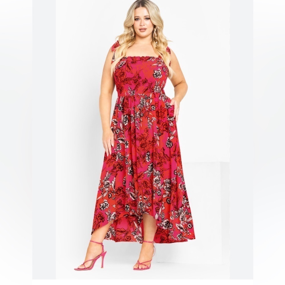 NWT City Chic Dalary pink floral maxi dress size 14